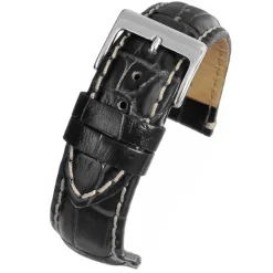 Farrell | Black Padded Alligator Grain Strap | W1005P