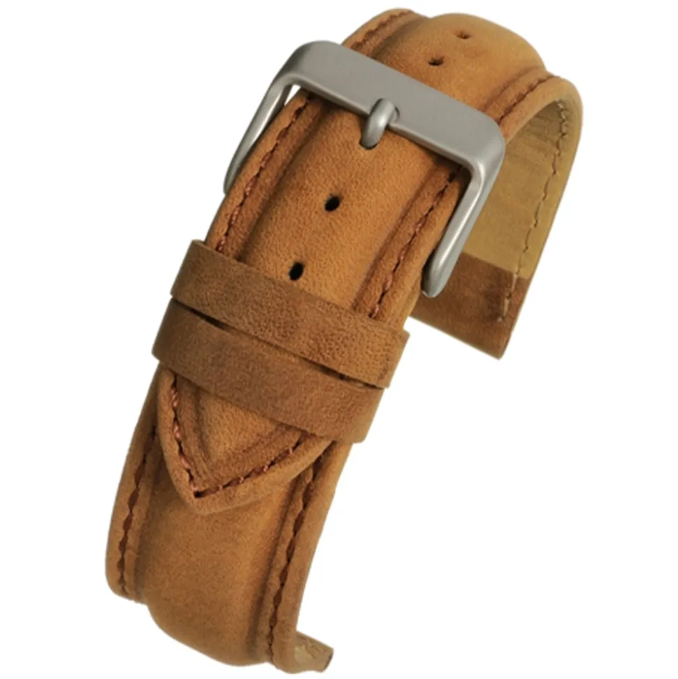 FORBES Matt Finish Tan Heavy Padded Leather Watch Strap W973