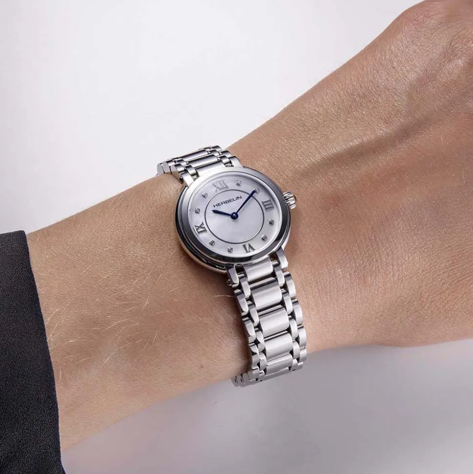 Herbelin | Galet Mother of Pearl Dial Steel Bracelet 28mm | 17430B59