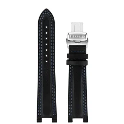 MICHEL HERBELIN – Black Leather Blue Stitched Newport Strap 21mm 36655 – 21E655 NOBL 18