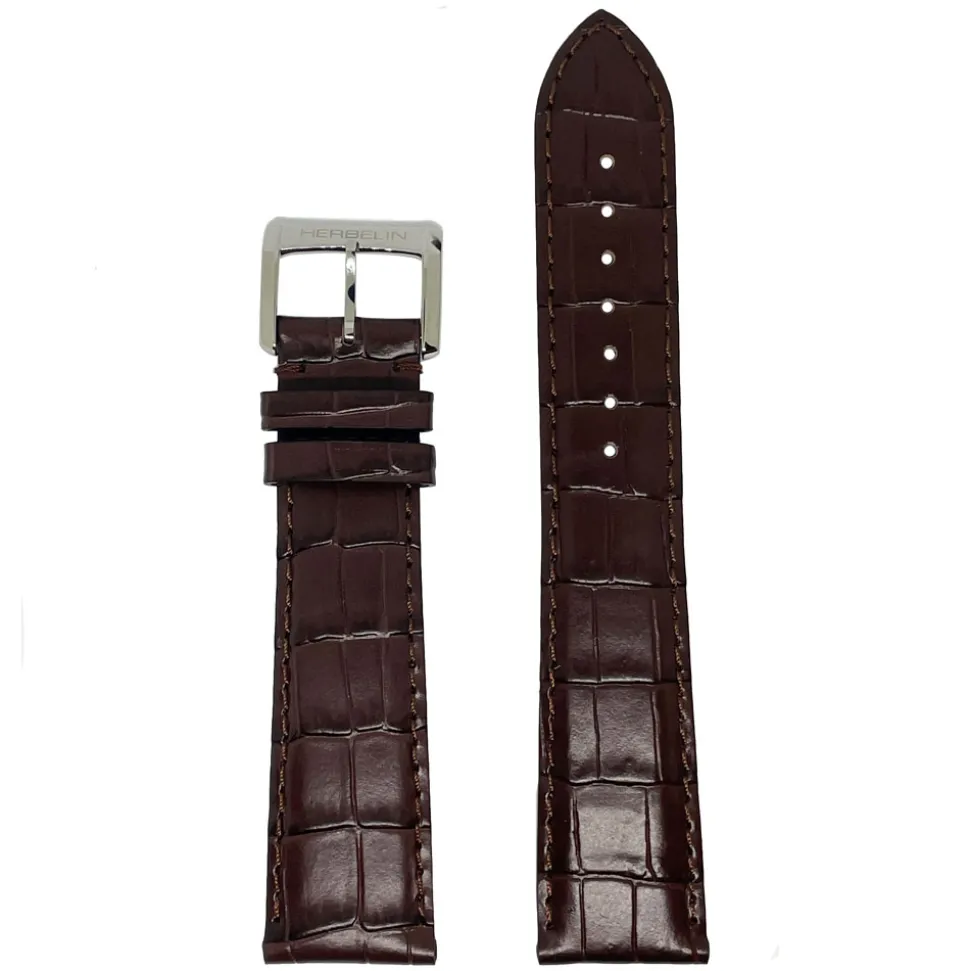 MICHEL HERBELIN – Brown Crocodile Grain Leather Strap 21mm 17468 – 21 468 MARO 18
