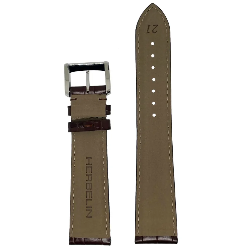 MICHEL HERBELIN – Brown Crocodile Grain Leather Strap 21mm 17468 – 21 468 MARO 18