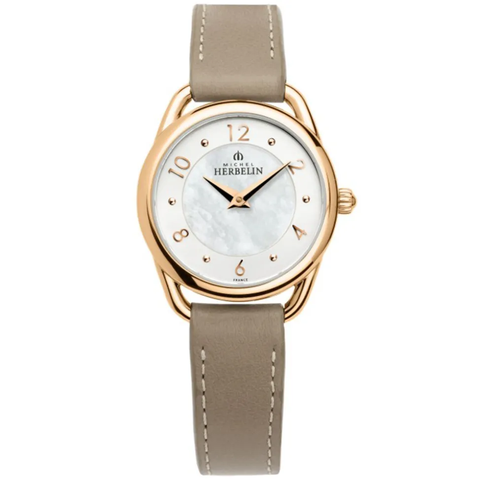 MICHEL HERBELIN – Equinoxe Rose Gold PVD Leather Strap Watch 17497/PR29GR