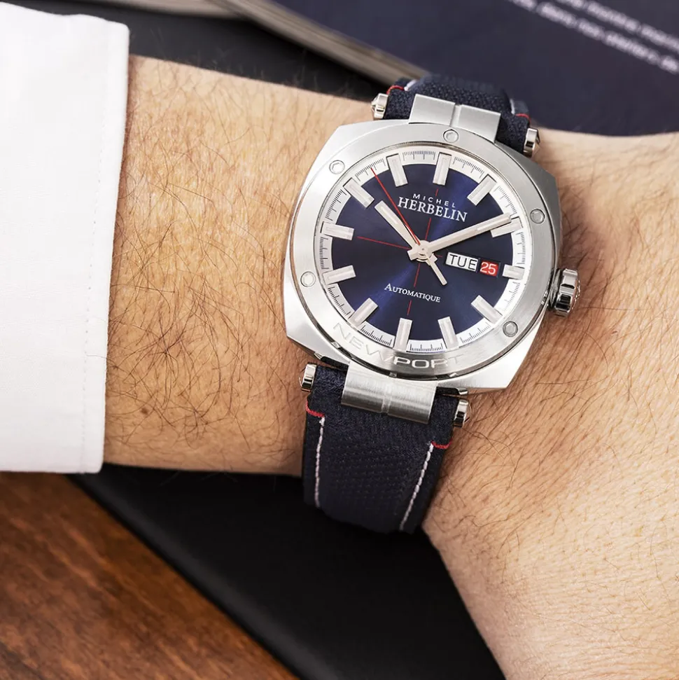 MICHEL HERBELIN – Newport Heritage Automatic Blue Strap Watch 1764/42