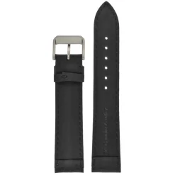 MILES Black Leather Double Ridge Profile Watch Strap WR915