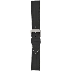 MILES Black Leather Double Ridge Profile Watch Strap WR915