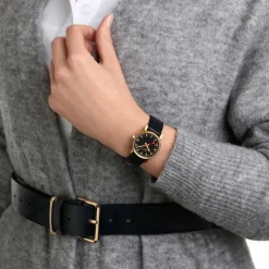 MONDAINE – Evo2 30mm Gold Plated Black Strap MSE.30120.LB