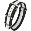 NATO Black and White Striped Nylon Watch Strap MOD11