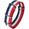NATO Blue, White, Red Striped Nylon Watch Strap MOD10