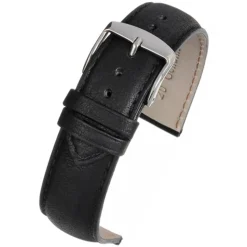 PRESTON Black Vintage Style Leather Padded Watch Strap WH900