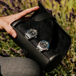 RAPPORT – Berkeley Three Watch Travel Roll in Black Leather D180