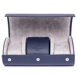 RAPPORT – Hyde Park Three Watch Travel Roll in Blue Leather D286