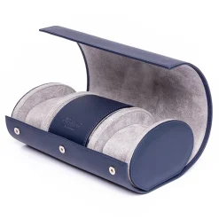 RAPPORT – Hyde Park Three Watch Travel Roll in Blue Leather D286