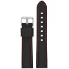 REGATTA Black Silicone Red Stitched Sports Watch Strap 8202