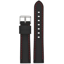 REGATTA Black Silicone Red Stitched Sports Watch Strap 8202