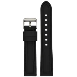 REGATTA Black Silicone Red Stitched Sports Watch Strap 8202
