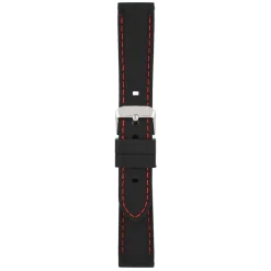 REGATTA Black Silicone Red Stitched Sports Watch Strap 8202