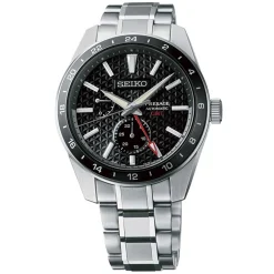 Seiko Presage | Sharp Edged Series GMT Black Dial Watch | SPB221J1