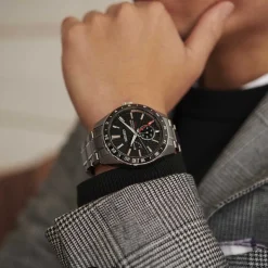 Seiko Presage | Sharp Edged Series GMT Black Dial Watch | SPB221J1