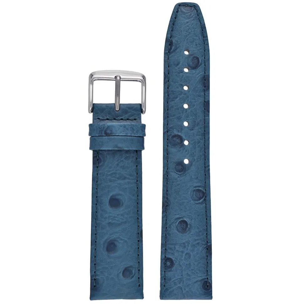 TODD Blue Ostrich Grain Leather Watch Strap WH1013