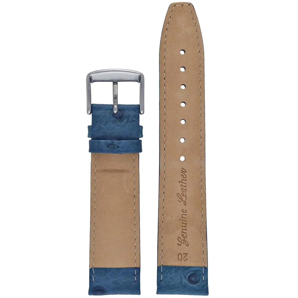 TODD Blue Ostrich Grain Leather Watch Strap WH1013