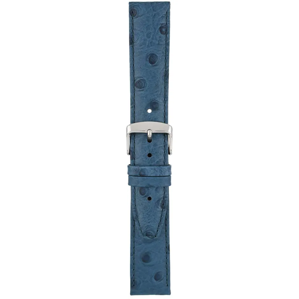 TODD Blue Ostrich Grain Leather Watch Strap WH1013