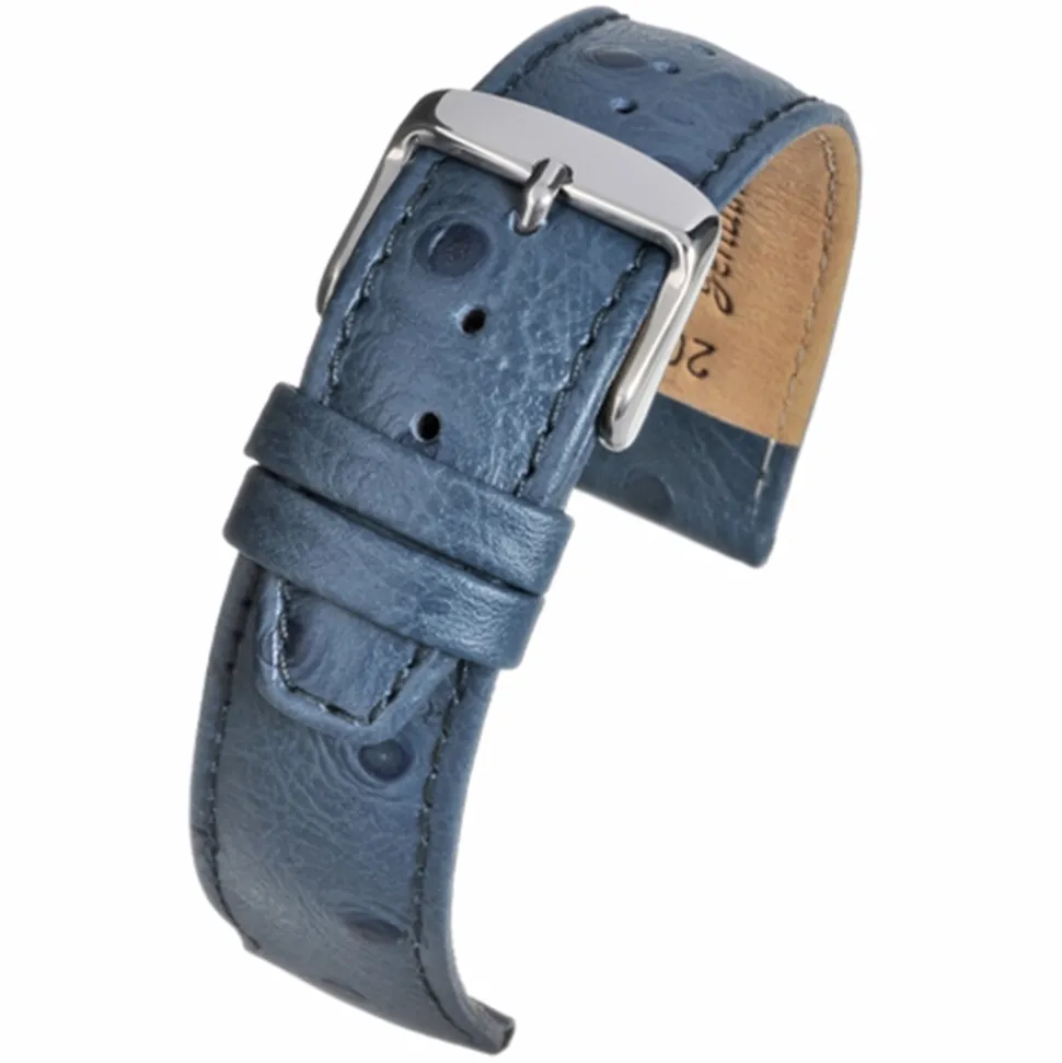 TODD Blue Ostrich Grain Leather Watch Strap WH1013