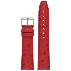 TODD Red Ostrich Grain Leather Watch Strap WH1017
