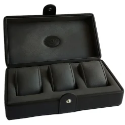 UNDERWOOD – Black Leather Triple Watch Storage Box UN/209CALFBLACK