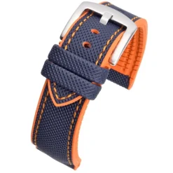Yachting | Navy and Orange Waterproof Rubber Hybrid Strap | WS250