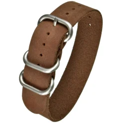 ZULU Brown Leather Watch Strap Heavy Duty Buckle ZUL5